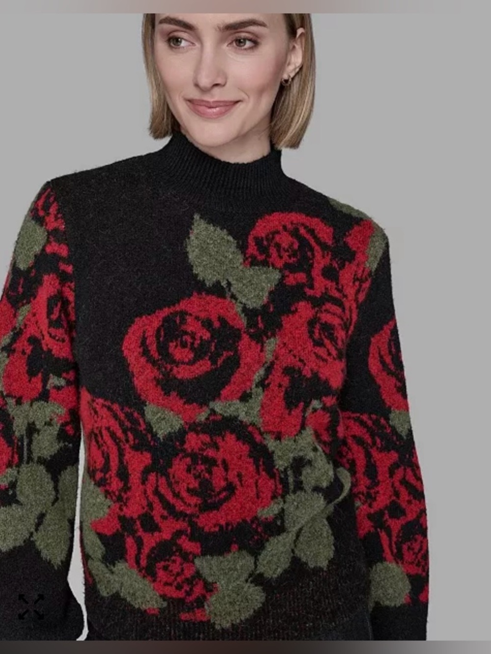KARL LAGERFELD PARIS
Women's Mock Neck Rose Print Sweater - Picture 3 of 6